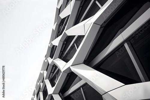 a black and white photo of a building Generative AI