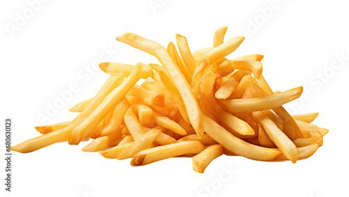 French fries levitate isolated on transparent background, PNG file photo