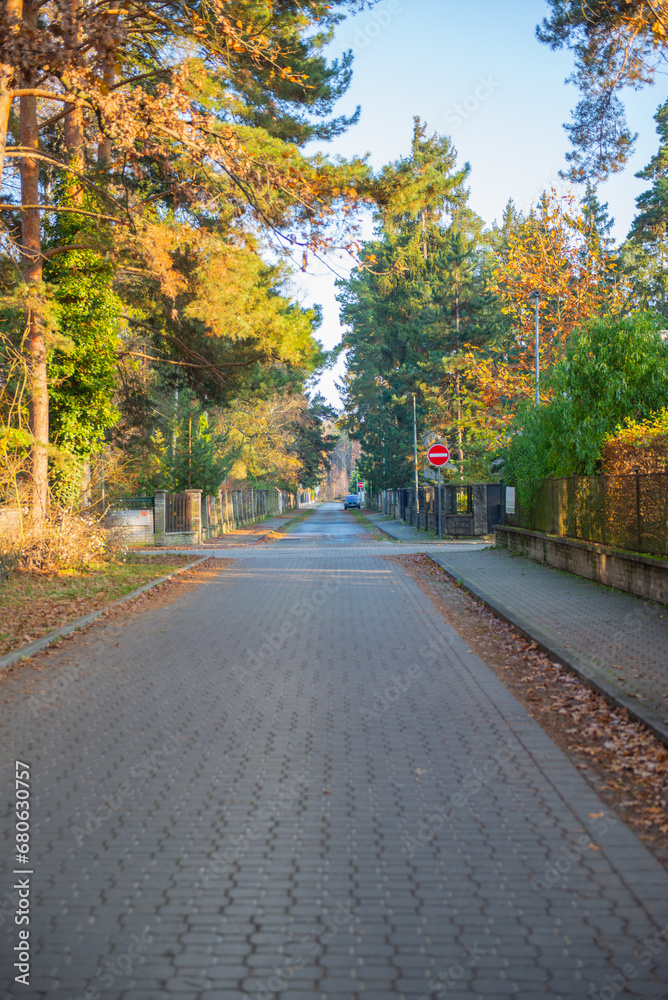 Beautiful path in autumn in a residential area Beautiful path in autumn in a residential area