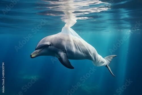 a dolphin that is swimming in the water Generative AI