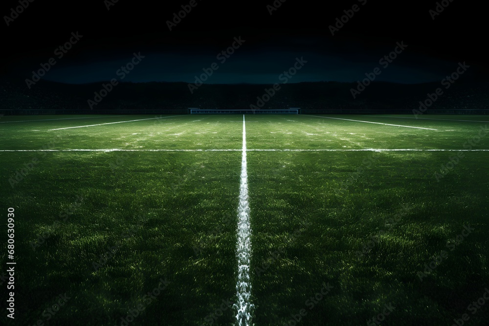 a soccer field at night with the lights on Generative AI