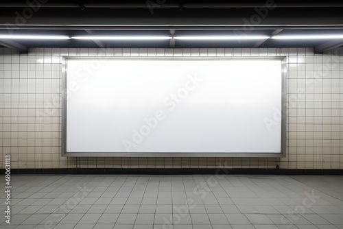 a blank white board in a subway station Generative AI © Bipul Kumar
