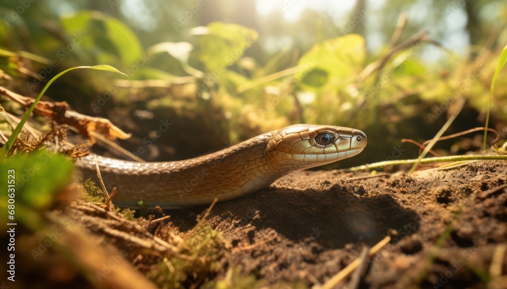 Fototapeta premium A Serene Serpent on a Rustic Landscape