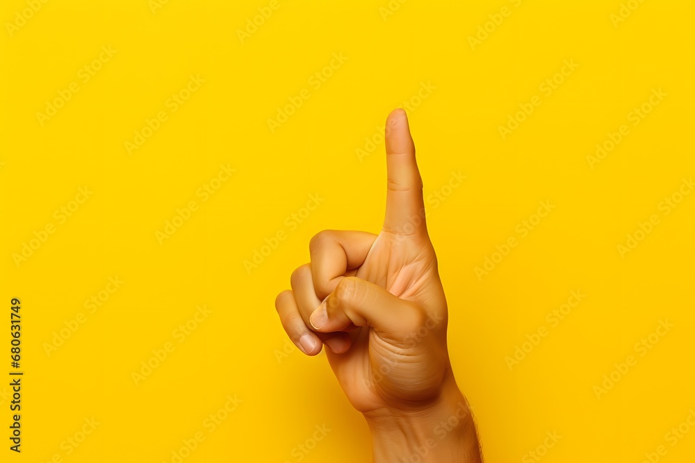 a close up of a person's finger on a yellow background Generative AI