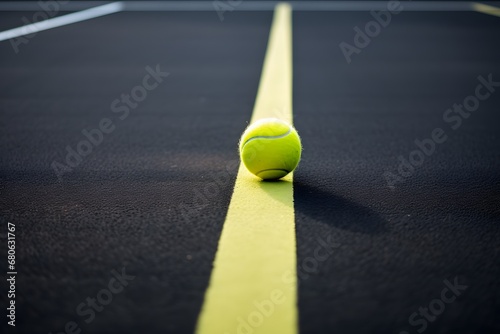 a tennis ball sitting on top of a tennis court Generative AI