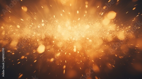 Exploding of golden firework sparklers light with blurry light background