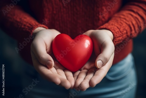 a person holding a red heart in their hands Generative AI