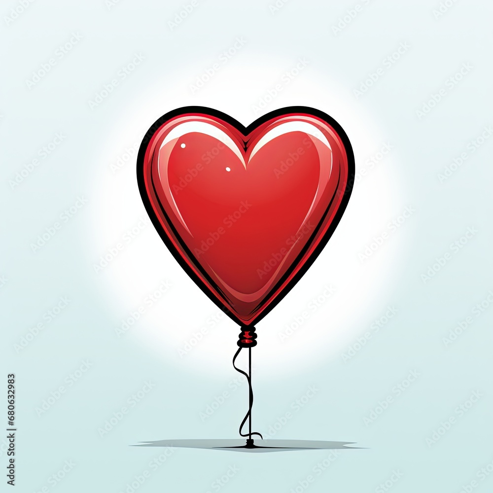 Red heart-shaped balloon on a blue background