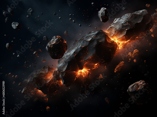 Space's enigmatic cosmic asteroids. AI Generation.