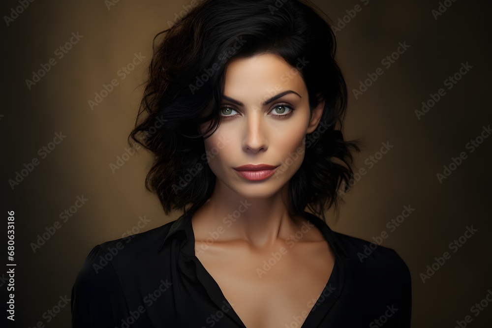 a woman in a black shirt posing for a picture Generative AI a woman in a black shirt posing for a picture Generative AI