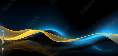 a blue and yellow wave on a black background Generative AI