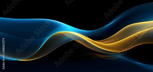 a blue and yellow wave on a black background Generative AI