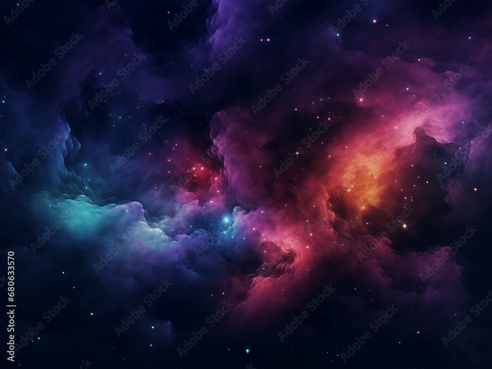 Cosmic nebulae dark in the cosmos. AI Generation.