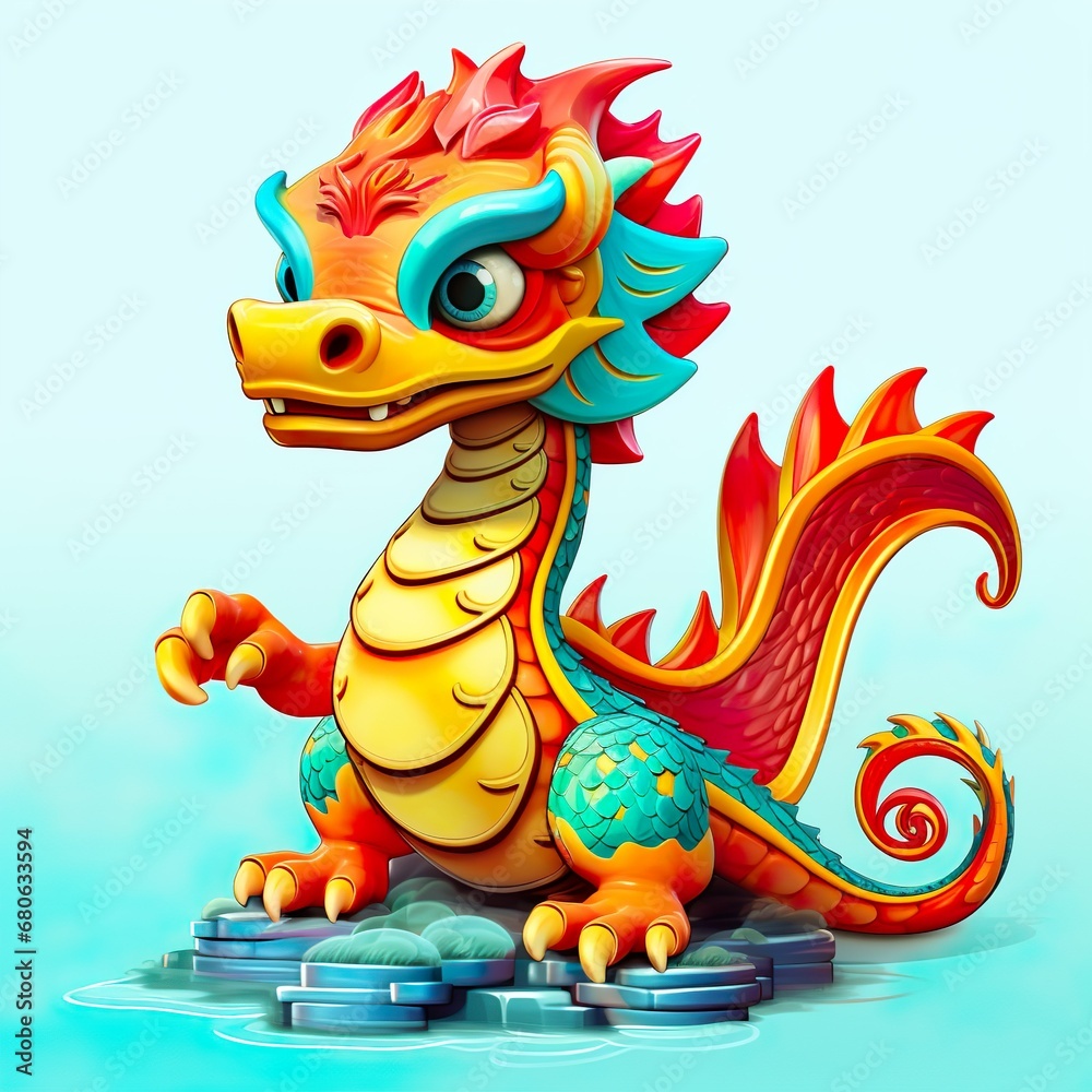 Fototapeta premium chinese dragon cartoon character 