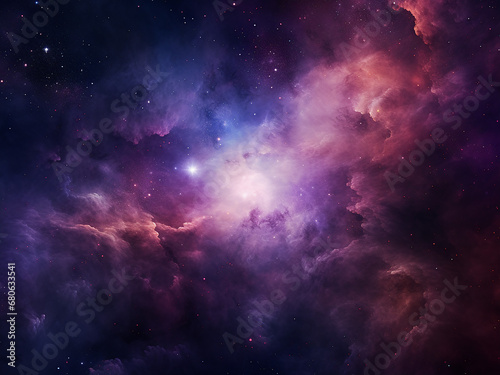 Cosmic nebulae bright  a wonder in the universe. AI Generation.