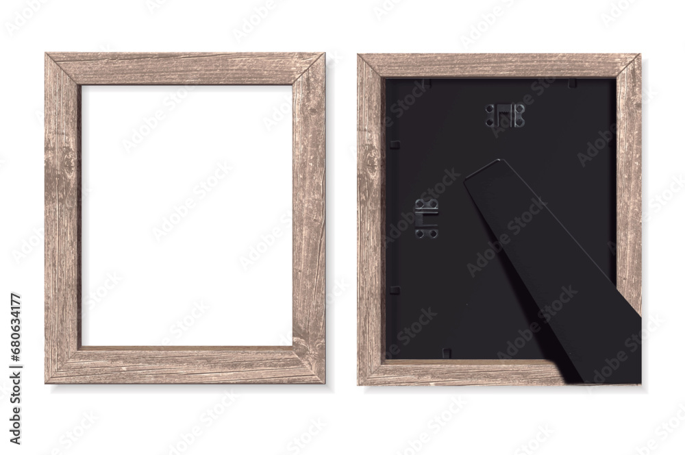 marco de cuadro de madera para fotos frente y reverso de cuadro - obrazy, fototapety, plakaty 
