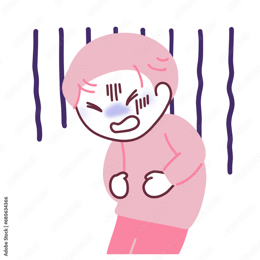 Fototapeta premium 腹痛で苦しむ男性のイラスト