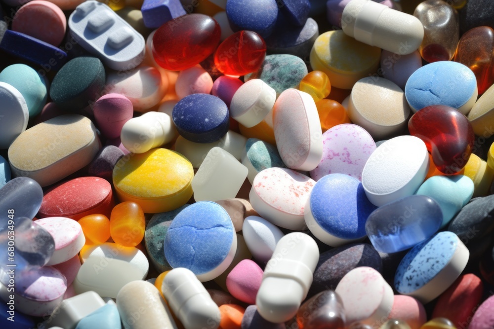 A collection of various pills and tablets. Suitable for medical and healthcare concepts A collection of various pills and tablets. Suitable for medical and healthcare concepts