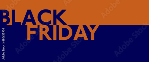 Black Friday - Schriftzug in englischer Sprache - Schwarzer Freitag. Verkaufsbanner in Dunkelblau und Cognacfarben. Freier Platz für Text.