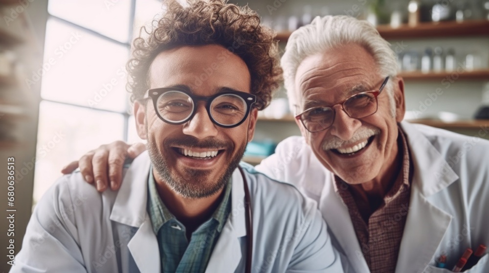 Optician assisting a patient with an eye exam and providing prescription advice in a clinic. Optician assisting a patient with an eye exam and providing prescription advice in a clinic.