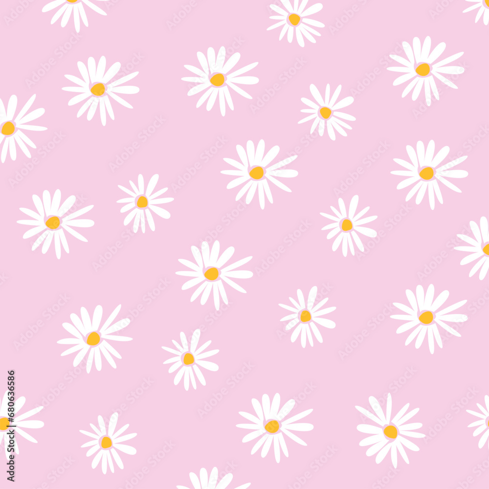 Pink Background Daisy Flower Pattern Texture Illustration Art Design Vector