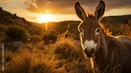Obraz na płótnie donkey at sunset