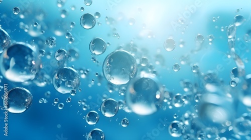 a bunch of bubbles floating on top of a blue surface Generative AI
