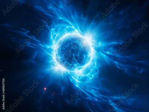 Celestial charm of Solar Storm Blue. AI Generation.