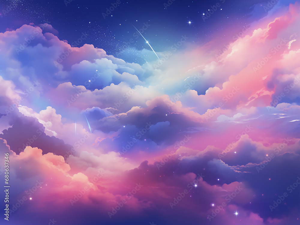 Awe-Inspiring Space Clouds Amidst the Universe. AI Generation. Awe-Inspiring Space Clouds Amidst the Universe. AI Generation.