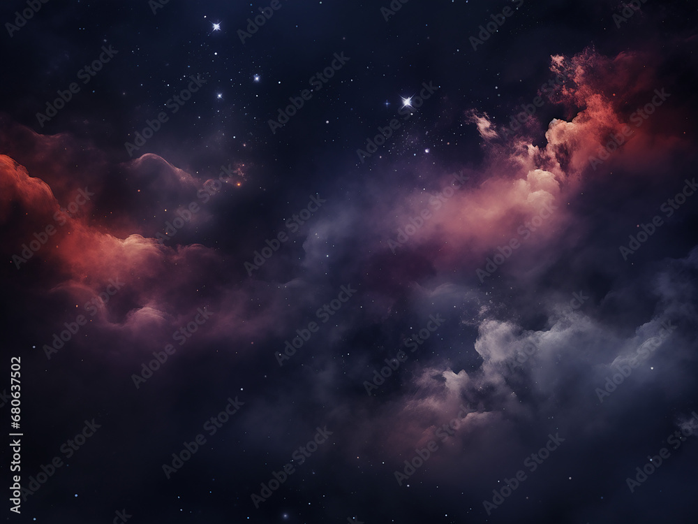 Silent darkness: space clouds in the universe. AI Generation.