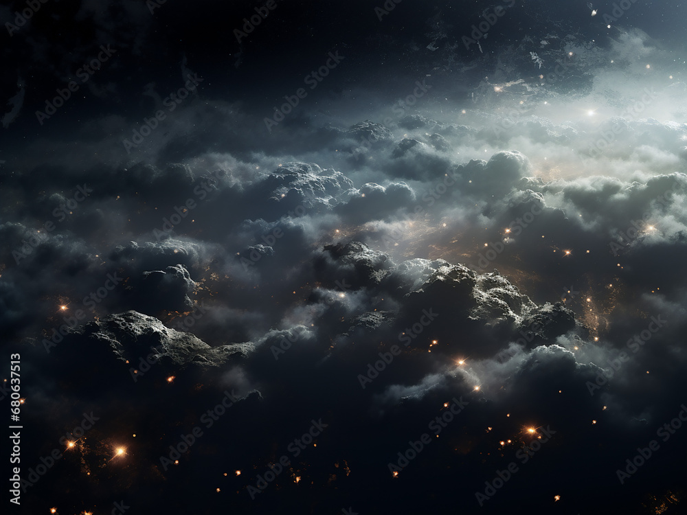 The hidden beauty of dark space clouds. AI Generation. The hidden beauty of dark space clouds. AI Generation.