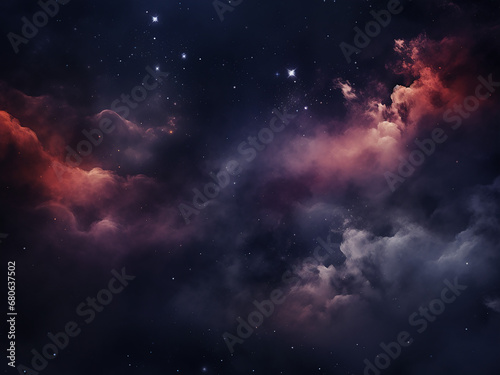 Silent darkness: space clouds in the universe. AI Generation.