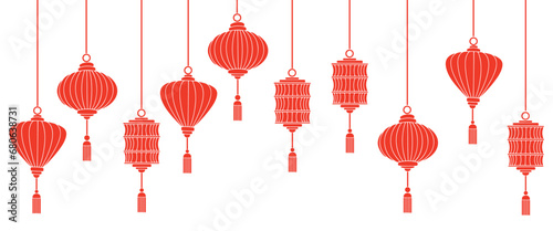 Chinese lantern drawing. Chinese new year background Vector illustration