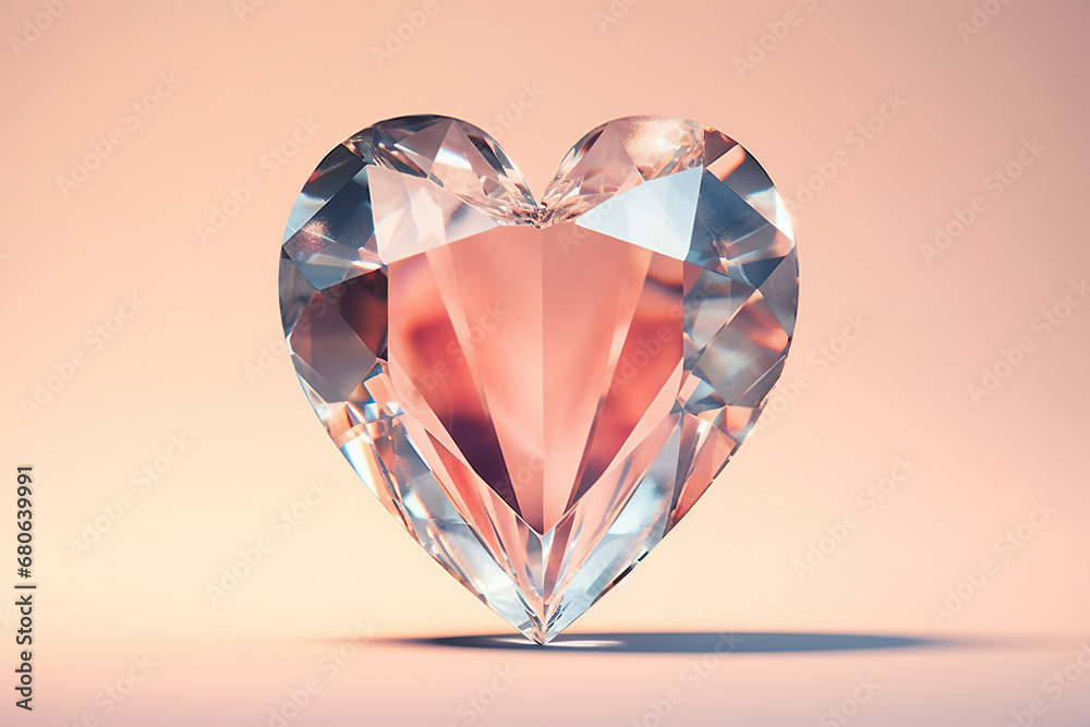 Bright Valentines Day crystal heart background for holiday promotion Bright Valentines Day crystal heart background for holiday promotion