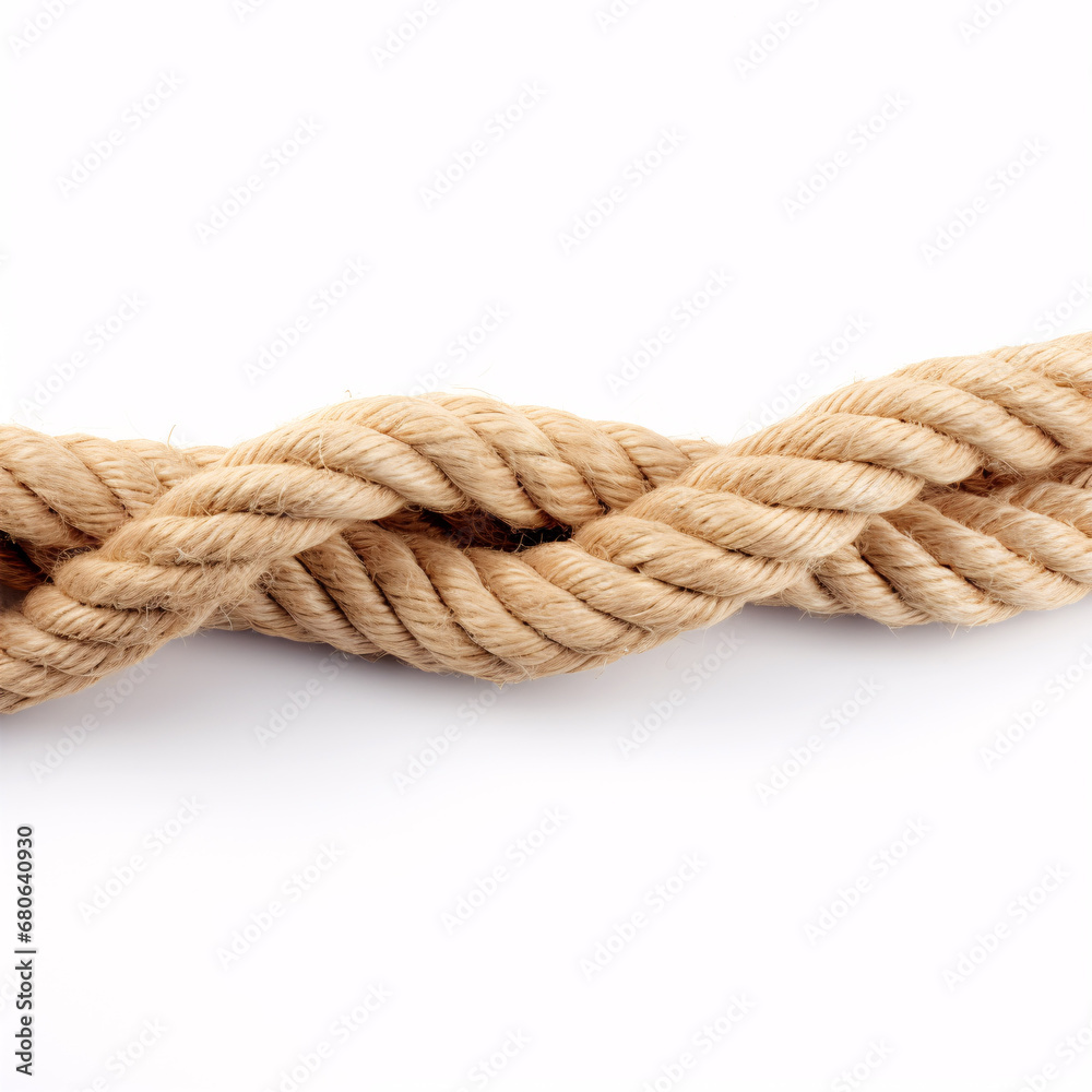 A length of cord positioned on a plain white surface. A length of cord positioned on a plain white surface.