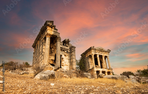Uzuncaburc (Diocaesarea -Olba)antique city mausoleums. Goddess of fortune. Roman, late first century AD. Ancient cities of Turkey. Silifke district, Mersin 