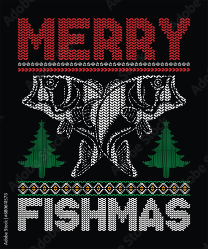 MERRY FISHMAS JUMPER VECTOR TSHIRT DESIGN photo