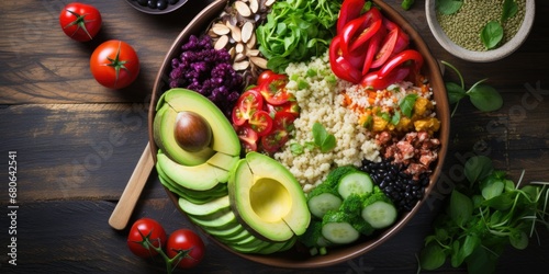 Nourishing Lunch - Dive into the Concept of Healthy Eating. A Wholesome Meal, Packed with Nutrients and Goodness, Creating a Tapestry of Wellness on Your Plate
