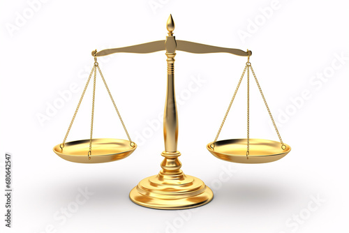 A golden balance is detached on a pale canvas, symbolizing justice and integrity.