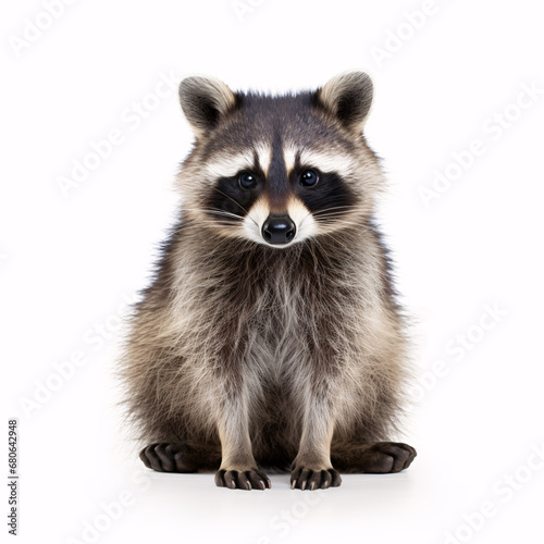 A raccoon perched on a solitudinous canvas.
