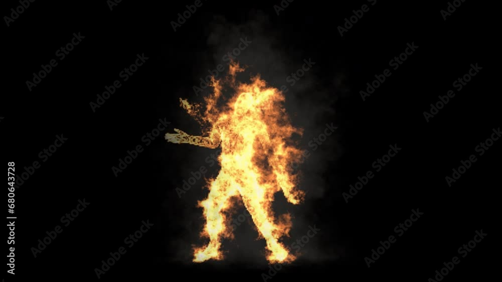 Character Fire,Animation dancing burning, Ghost halloween. With Alpha Channel