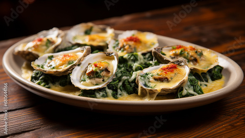 Gourmet Oysters Rockefeller on the Half Shell