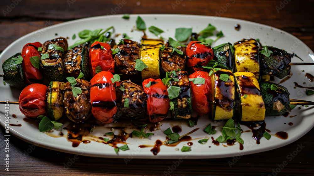 Grilled Veggie Skewers with Balsamic Glaze