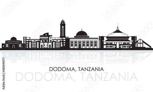 Silhouette Skyline panorama of city of Dodoma, Tanzania - vector illustration