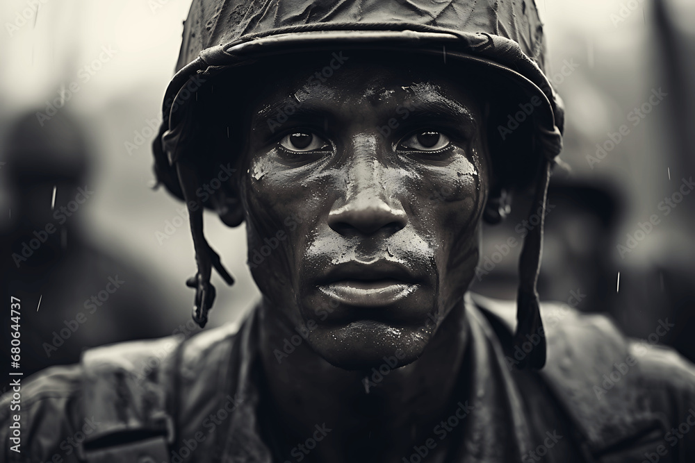 Retrato de soldados en la guerra de vietnam
