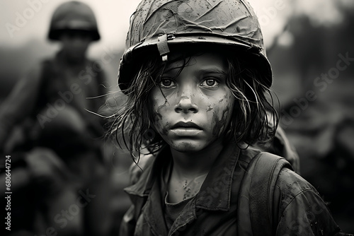 Retrato de soldados en la guerra de vietnam