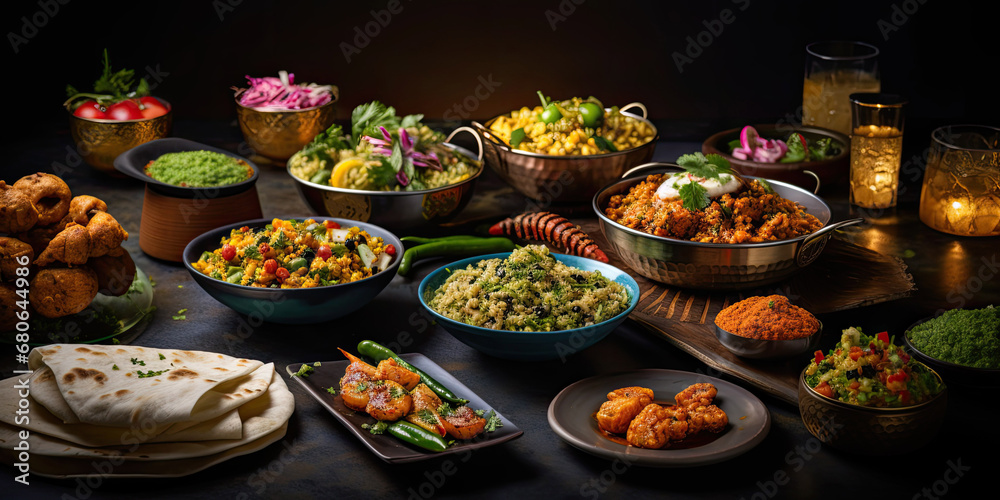 Festive Unity - Embark on a Culinary Journey with the Concept of a Food Festive Restaurant Party. A Joyous Celebration where Delicious Flavors Unite