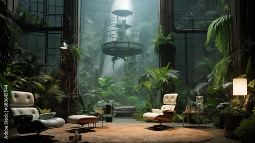 interior design architecture with plants photo