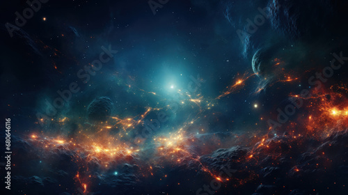 Galaxy and Nebula. Abstract space background. Endless universe with stars and galaxies in outer space. Cosmos art.