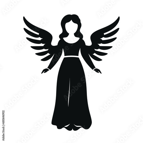 Angel black icon on white background. Angel silhouette
